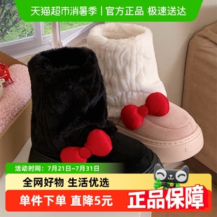 短靴 细细条 甜美蝴蝶结网红ins少女心棉鞋 女冬季 外穿保暖增高时尚