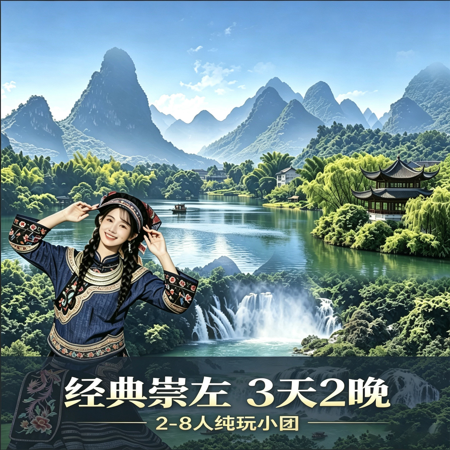 2-8人纯玩小团|南宁-崇左经典3天2晚|古龙山 德天 明仕 伏那秘境