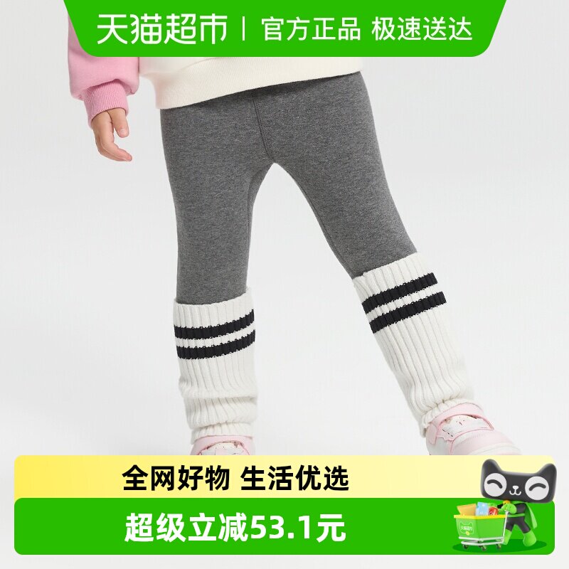 巴拉巴拉balaOne童装儿童加绒打底裤女秋冬脚口拼接袜套