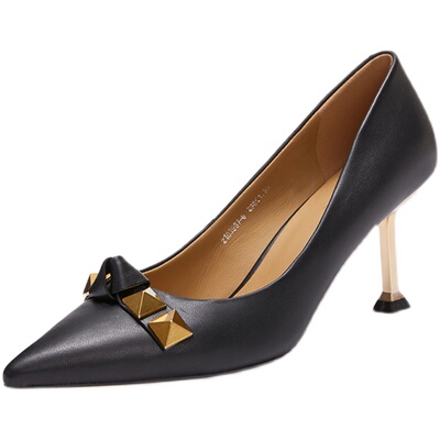 aee爱意新款羊皮尖头时尚高跟鞋