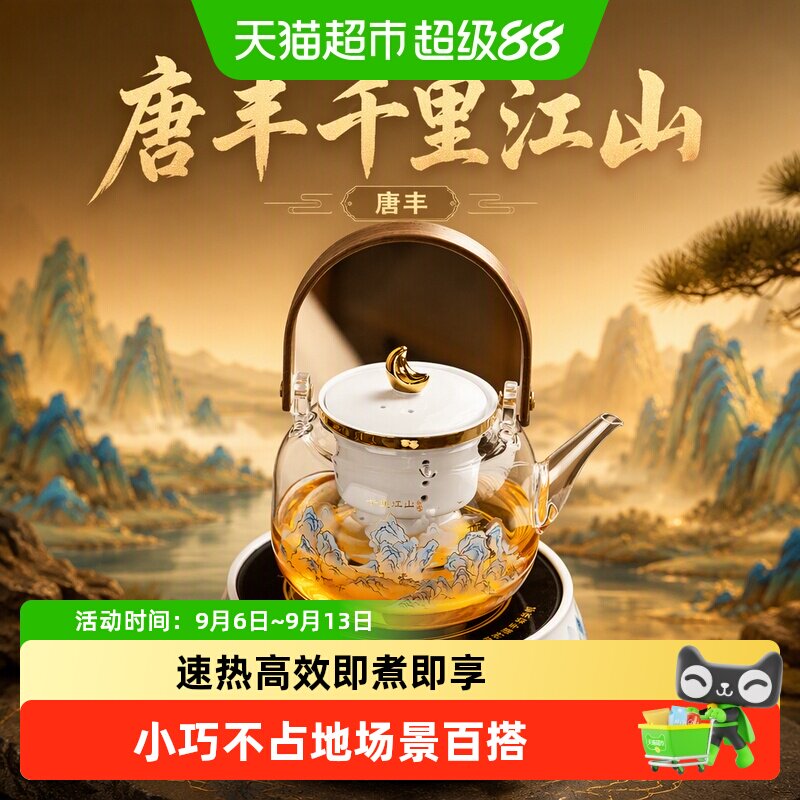 唐丰千里江山2026新款电陶炉煮茶器玻璃煮茶壶家用陶瓷煮茶炉高端