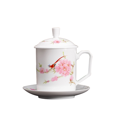 专用手绘办公杯景德镇白瓷中式