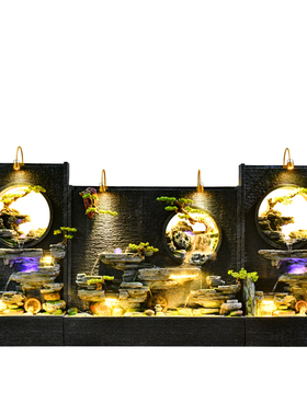 大型假山别墅庭院鱼池流水屏风