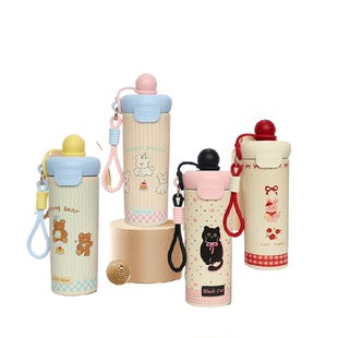 大容量保温杯高颜值卡通316L吸管杯子女学生户外提绳可爱保温水壶