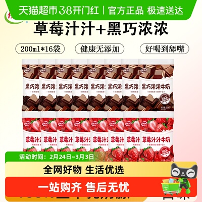 伊利草莓汁黑巧牛奶