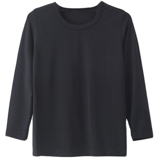 儿童薄款打底衫莫代尔纯色白色黑色圆领男童女童秋衣长袖T恤上衣