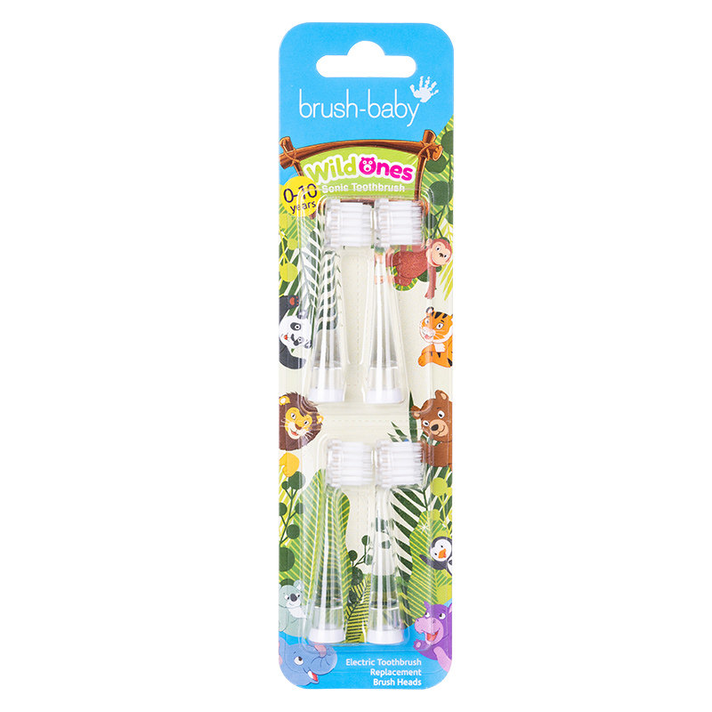【海外店选购牙膏】brushbaby动物王国儿童电动牙刷替换刷头套装
