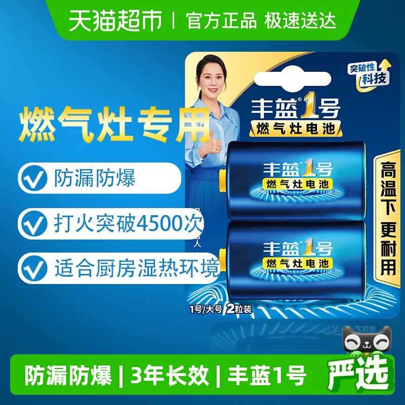 南孚丰蓝1号燃气灶电池2粒装一号大电池R20碳性煤气灶热水器专用