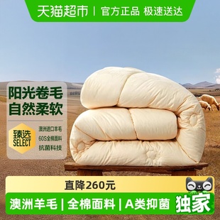 被A类抑菌冬被全棉提花秋冬被子 水星家纺澳洲羊毛四季 臻选