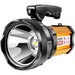 P90黄光手电筒强光充电超亮疝气灯led远射户外捕鱼防水手提探照灯