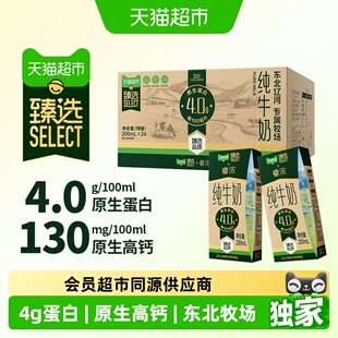 猫超臻选4.0蛋白高钙新希望睿浓纯牛奶200ml*24盒一件装