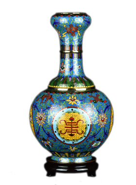 北京景泰蓝12寸花瓶仿古蒜头瓶