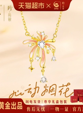 中国黄金纯银夜光珐琅项链