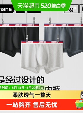 蕉内银皮301S男士运动内裤纯棉透气裆新款青少年四角短裤男生