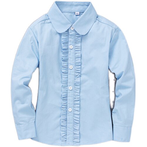 女童白衬衫纯棉长袖木耳边儿童白色衬衣女孩花边全棉校服表演出服