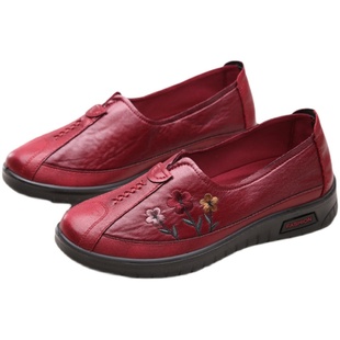 泰和源老北京布鞋女春季时尚新款一脚蹬防滑软底舒适中年妈妈单鞋