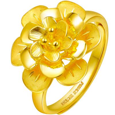 赛菲尔足金999.9花朵戒指