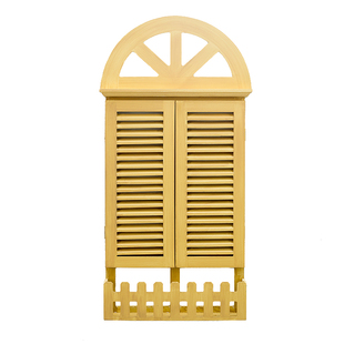 欧式假窗户装饰仿真地中海风格百叶窗木质窗户餐厅墙面装饰壁挂