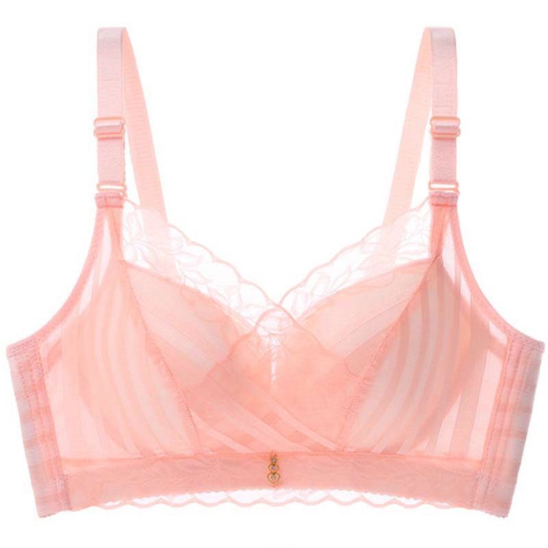 内衣女士无钢圈小胸加厚款蕾丝性感聚拢调整型收副乳薄款套装文胸