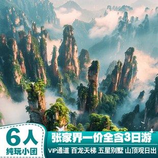 一价全含【6人纯玩Mini小团】张家界旅游3日观日出天门山跟团游
