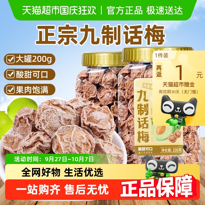 正宗九制话梅潮汕咸酸青梅子肉泡水蜜饯果干果脯办公室解馋零食品