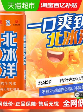 北冰洋桔汁汽水330mlx6听易拉罐装果汁碳酸饮料老北京中华老字号