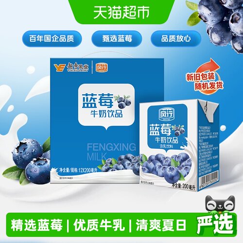 老字号风行牛奶蓝莓味200ml*12盒