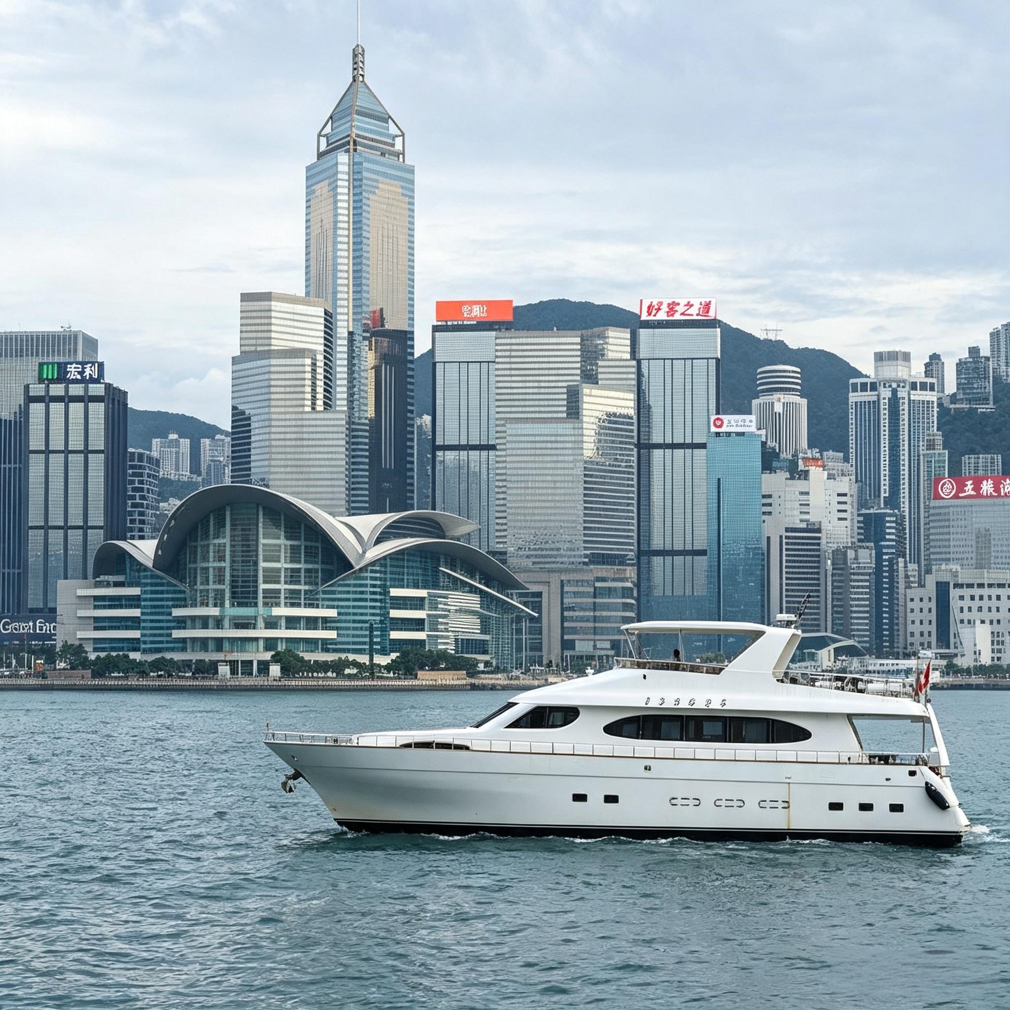[维多利亚港-RP香港维多利亚港游艇之旅]豪华游艇出海沉浸式360°全景赏维港日落夜景 亲子情侣毕业打卡