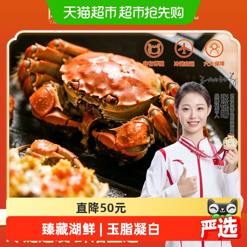 【活蟹现发】阳澄有礼大闸蟹礼盒装特大鲜活螃蟹去绳净重足两中秋