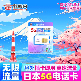 日本电话卡Softbank无限5G/4G流量手机上网卡5/7天东京旅游sim卡
