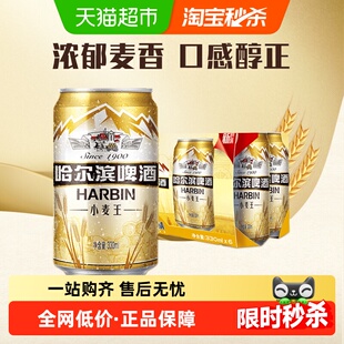 6听清醇爽口易拉罐 哈尔滨啤酒哈啤小麦王10度330ml Harbin Beer