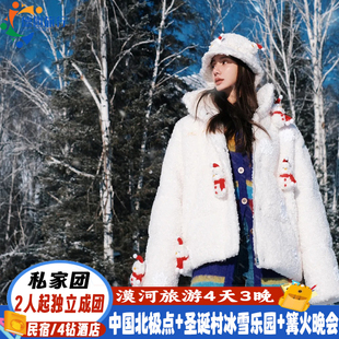 2-6人独立私家团 哈尔滨出发漠河北极村纯玩4天3晚圣诞村泼水成冰