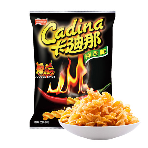 Cadina/卡迪那双酷辣味豌豆脆52gx1袋爆辣过瘾膨化休闲零食小吃