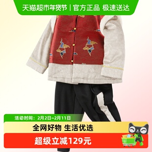 巴拉巴拉男童套装女童装加绒冬装新款国风新中式拜年服假两件