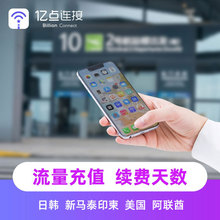 新马泰印柬续费延 中国台湾 亿点电话上网卡4G流量充值日本 韩国