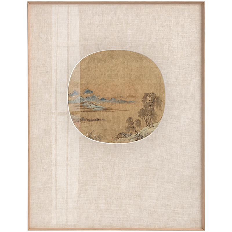 新中式山水裝飾畫高檔絹本畫芯 雙聯(lián)國畫小品掛畫 書房玄關(guān)壁畫