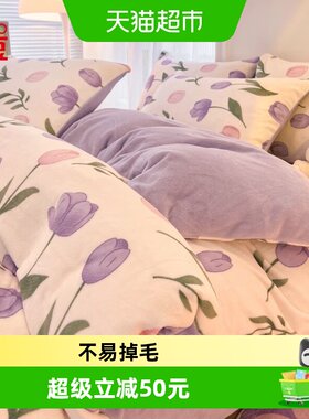 红豆居家新款冬季加厚绒床上用品