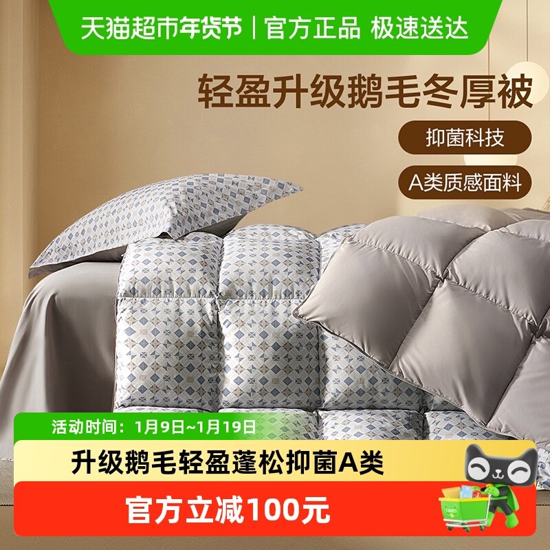 水星集团百丽丝家纺被子鹅毛被抑菌冬被冬季加厚保暖羽毛被被芯,床上用品,羽绒/羽毛被,淘宝优惠券,粉丝福利购,淘宝优惠卷