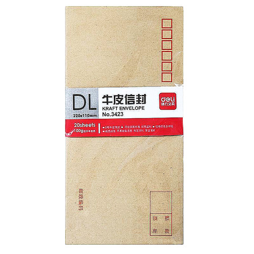 得力信封信纸文件袋档案袋a4大信封牛皮纸信封袋发票信封资料袋发票袋增值税用信封创意信纸信封套装100只装