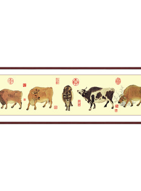 五牛图十字绣珍藏版中国名画高清