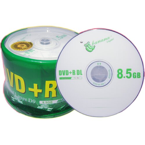 正品大容量香蕉光盘DVD DVD+R DL 50片装 8.5G 8X D9空白刻录盘