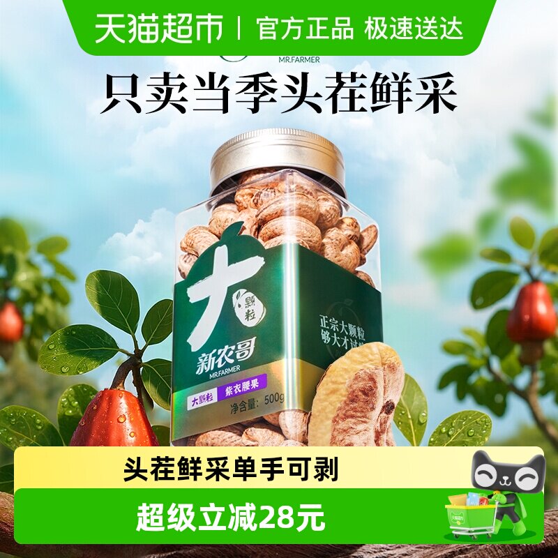 新农哥A160大颗粒紫衣腰果500g紫皮盐焗干果休闲零食2025年新货