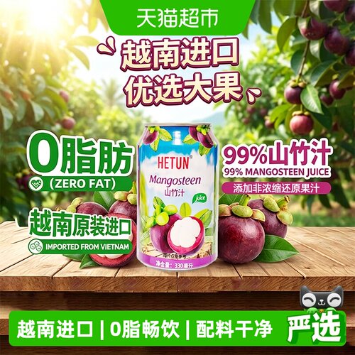 越南进口HETUN山竹汁330ml*6罐
