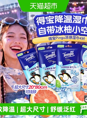 【冰肌雪境】得宝凉感湿巾Pingu印花户外运动降温长效3小时小毛巾