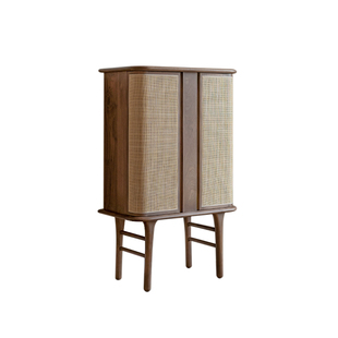 山隐造物即景立柜黑胡桃樱桃实木藤编餐边柜储物酒柜子客厅侘寂风