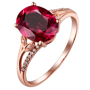 蜜安琪珠宝 0.77~2.90CT鸽血红碧玺戒指女 18K金天然彩色宝石镶嵌