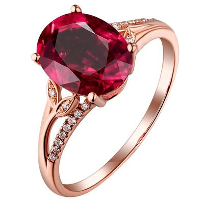 蜜安琪18K金彩色宝石鸽血红碧玺