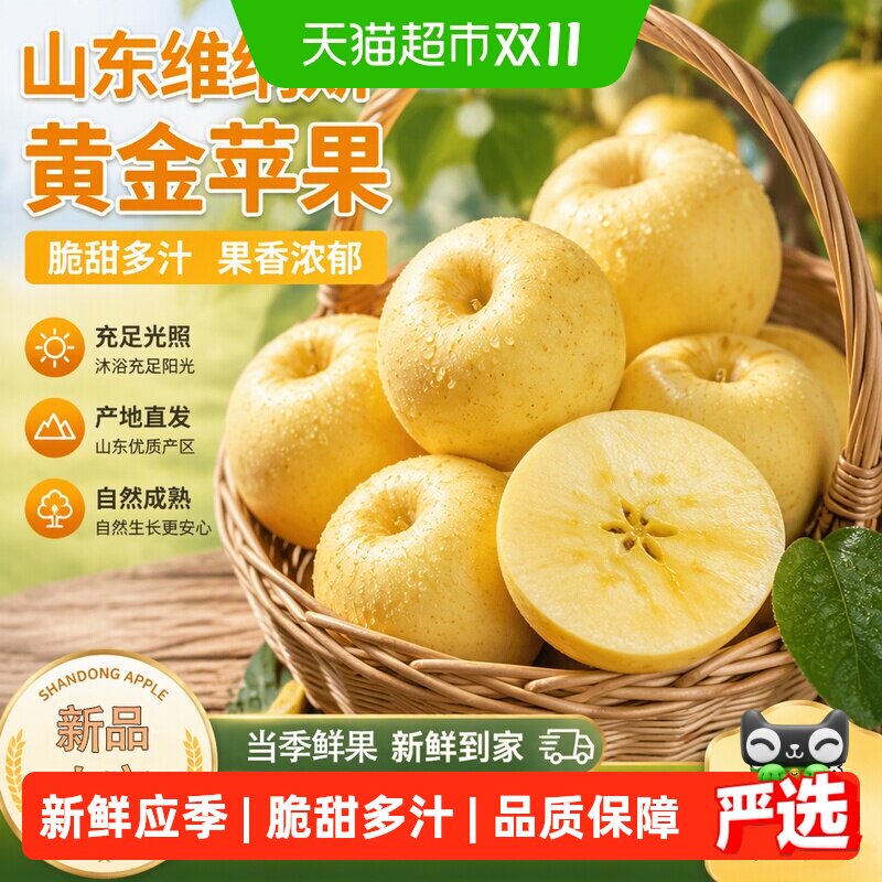 山东维纳斯黄金苹果新鲜应季脆甜多汁富士黄苹果