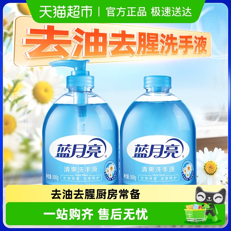 蓝月亮洗手液野菊花清爽厨房去油清香型温和清洁家用500g*2瓶