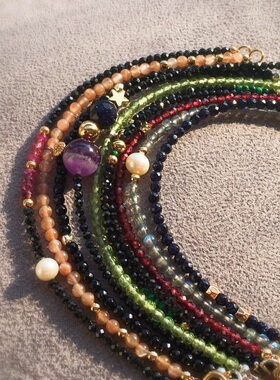 Z M Original臻美原创设计天然细尖晶石月光石太阳石手链女清新款